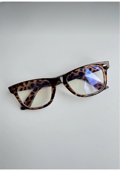 Habeq Unisex Wayfarer Leopar Mavi Işık Korumalı Gözlük Ekran Gözlüğü Blue Block Çok Renkli