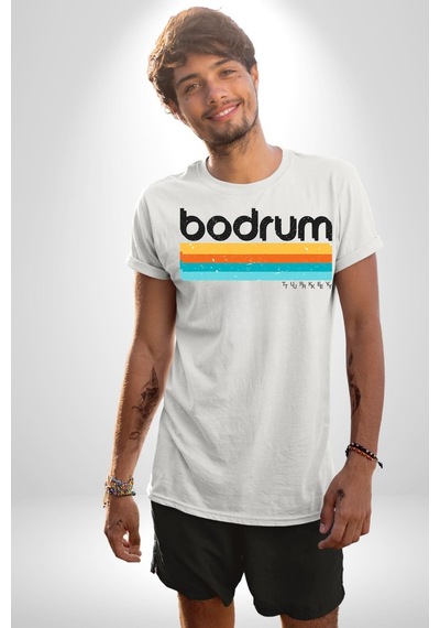 Bodrum Türkiye Unisex Unisex Beyaz Organik Baskılı T-shirt Penye Yüksek Kalite Beyaz