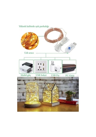 Yılbaşı Ve Özel Konsept Dekorasyon 5 Mt Usb Bağlantılı Led Işık Çok Renkli