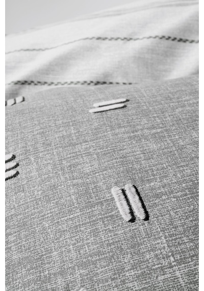 Cotton Box Klein Nakışlı Ranforce Çift Kişilik Nevresim Takımı Patara Gri