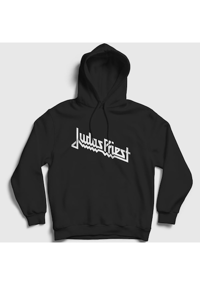 Presmono Unisex Logo Judas Priest Kapüşonlu Sweatshirt Siyah