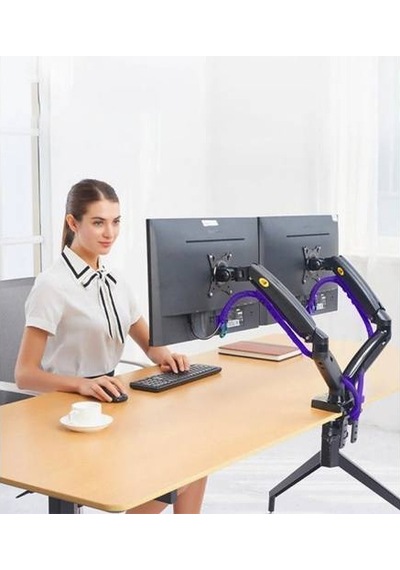 Polham Masa Montajlı Nb F160 Amortisörlü Çift Kollu Monitör Tutucu