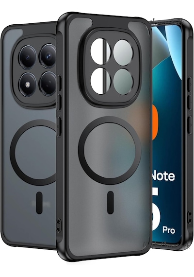 Xiaomi Redmi Note 15 Pro 4g Kılıf Kamera Çıkıntılı Mat Magsafe Wireless Şarj Destekli Renkli Yumuşak Kenarlı Hassas Butonlu Kapak Siyah