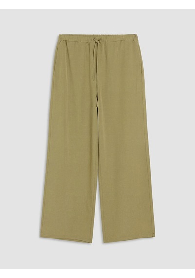 Lcw Modest Haki Beli Lastikli Keten Karışımlı Kadın Pantolon