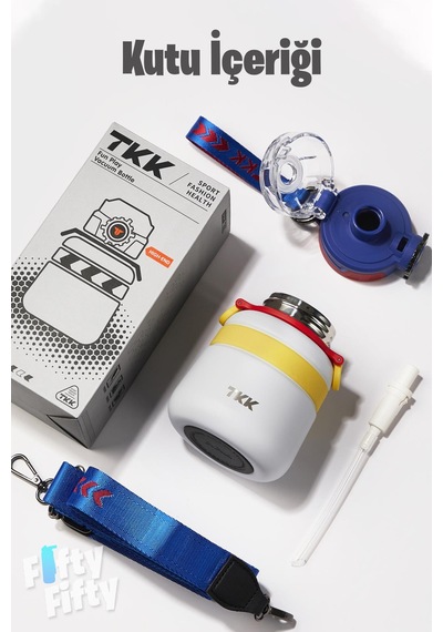Tkk 600 Ml Çelik Su Matarası Çift Kullanım Pipetli/rahat İçim 12 Saat Sıcak/24 Saat Soğuk Termos -2029-600ml Beyaz