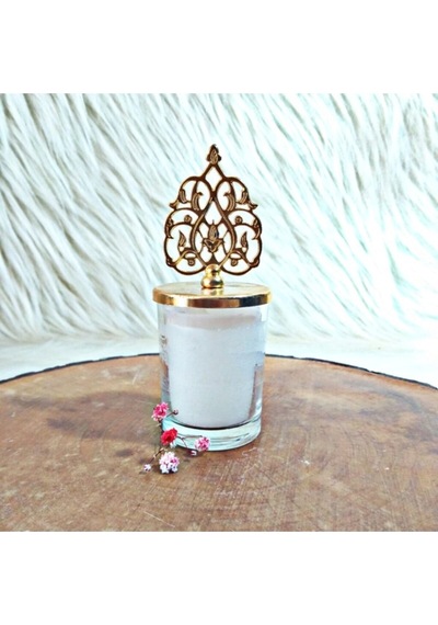 3'lü Işlemeli Gold Bardak Mum