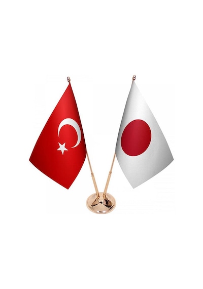 Masa Üstü Japonya Bayrağı Türk Bayrağı İkili Pirinç Direk Masa Ba