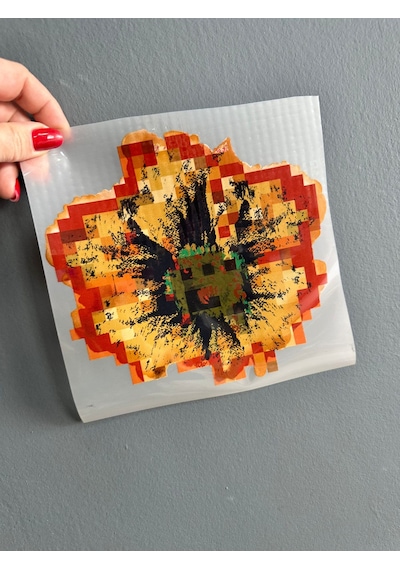 Ütü İle Yapışan Kahverengi Çiçek Transfer Baskı Arma 20x19 Cm