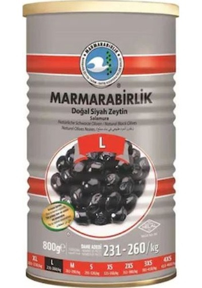 Marmarabirlik Hiper Doğal Salamura 231-260 KB L Siyah Zeytin 800 G