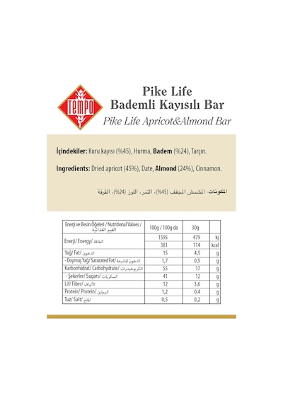 Kayısılı Bademli Bar 30 G X 12 Adet