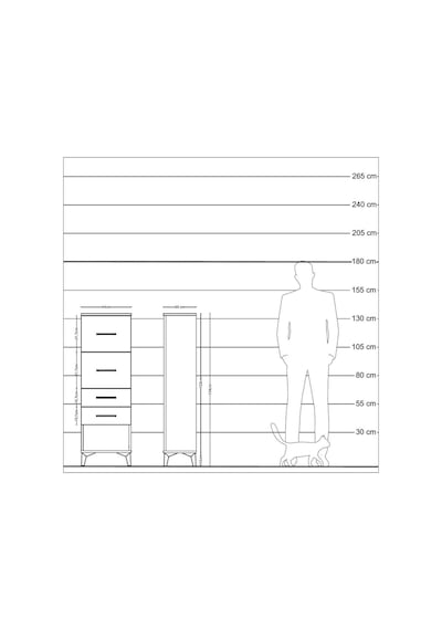 Arges Dolap 4 Çekmeceli 44x30x134 Antrasit-çam Antrasit