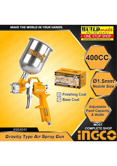 Ingco Asg4041 Havalı Boya Sprey Tabancası Üstten Depolu 400Cc