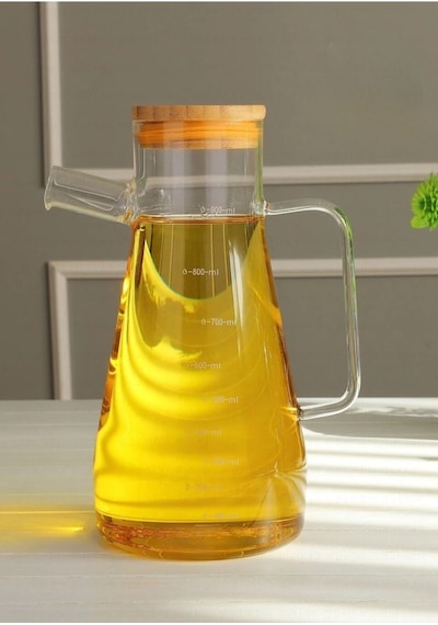 Mithra Life Bambu Kapaklı Borosilikat Cam Yağdanlık 900 Ml Mıt1070