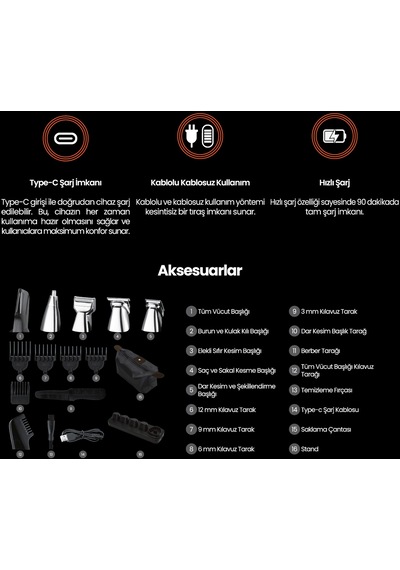 Relux RPG7500 Groomexpert 5'i 1 Arada Erkek Bakım Seti