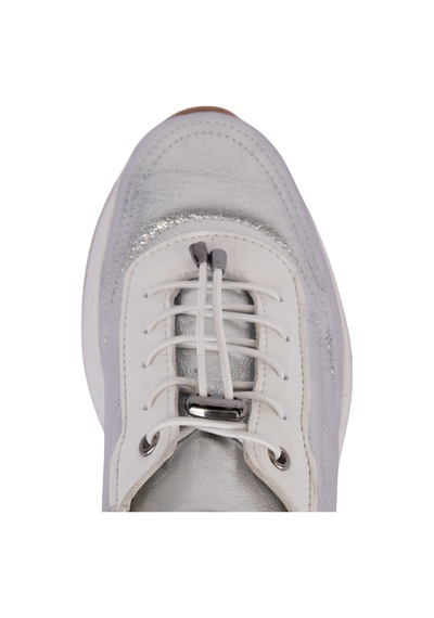 Napa Shoes Hakiki Deri Hızlı Bağcıklı Ortopedik Taban Spor Ayakkabı Napa-383 Gümüş