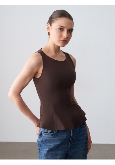 Dilvin 50544 Korse Peplum Bluz-kahve