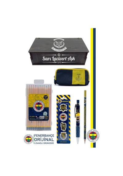 Fenerbahçe Orijinal Lisanslı Kalem Kalemlik Kuru Boya Silgi Hediyelik Set Lacivert 004 Lacivert