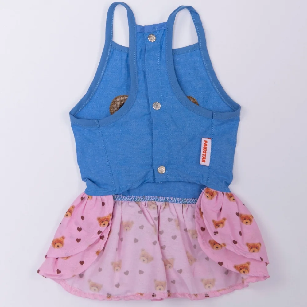 Cozie Bear Denim Kedi Köpek Elbise