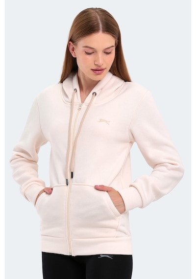 Slazenger Katya 2 Li Set Kadın Fermuarlı Kapüşonlu Cepli Sweatshırt Ekru - Yeşil