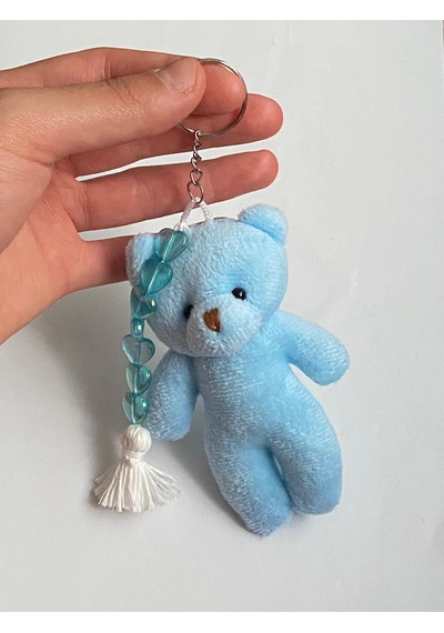 Açık Mavi Peluş Ayıcıklı Anahtarlık/çanta Süsü & Araba İçi Süs/el Yapımı Hediye Açık Mavi
