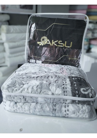 Aksu Çift Kişilik Vizon Battaniye Gri Beyaz Beyaz - Gri