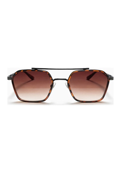 Favon Kahverengi Retro Köşeli Metal Çerçeve İnce Sap Unisex Uv400 Vintage Retro Güneş Gözlüğü