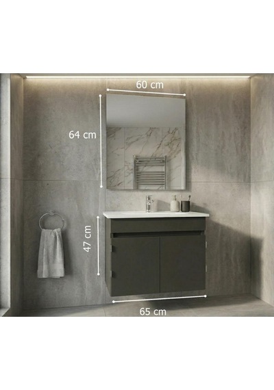 Creavit Flexio 65 Cm Katlanabilir Banyo Dolabı Antrasit Set