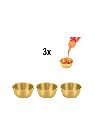 3 Adet 304 Çelik 50 Ml Mini Sosluk Kahvaltılık Ketçap Mayonez Sos Kabı Mt164sr-3 Gold