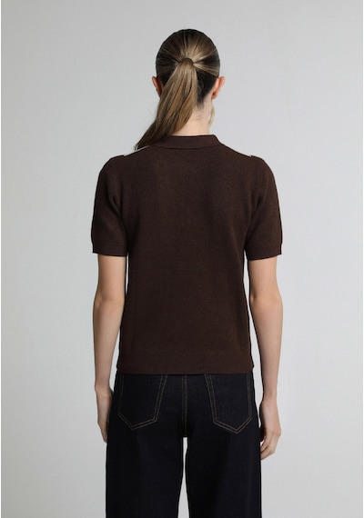 Colin's Colins Slim Fit Polo Yaka Jakarlı Kadın Kahverengi Kısa Kol Kazak Cl1083058 Q1.v1 Brw