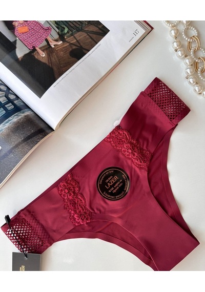 Orijinal Lazer Kesim Üstün Kalite Spandex Invisible Dikişsiz Dant Bordo