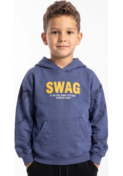 Toontoy Kids Toontoy Erkek Çocuk Kapüşonlu Swag Baskılı Eşofman Takım İndigo