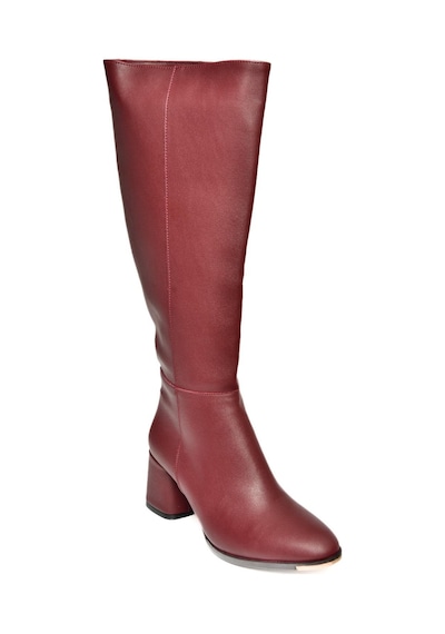 Fox Shoes J848300109 Bordo Kalın Topuklu Kadın Çizme Bordo-suni Deri Bordo