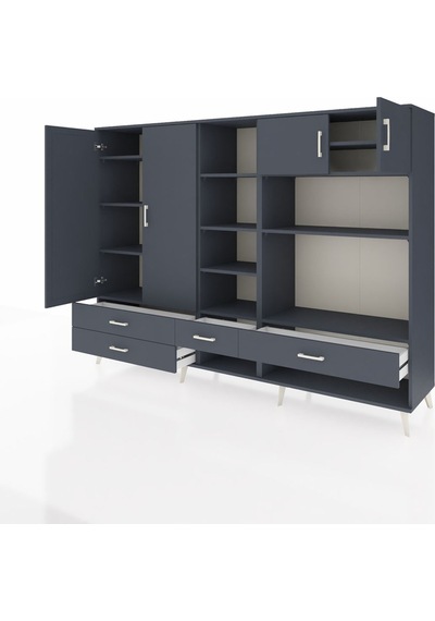 Hyperion Dolap 12 Raflı 4 Çekmeceli 4 Kapaklı 220x44x163 Antrasit Antrasit-antrasit Hyperion Dolap 12 Raflı 4 Çekmeceli 4 Kapaklı 220x44x163 Antrasit Antrasit-antrasit