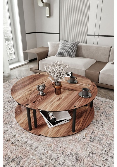 Yin Yang Unıty Serenıty Orta Sehpa 3 Lü Madran Ceviz-90 Cm Ceviz