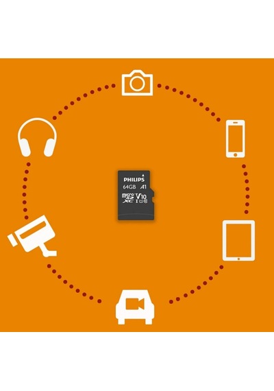 Phılıps 64gb Uhs-ı Micro Sdxc V10 Card Mikro Hafıza Kartı Ultra Speed Up To 80 Mb/s R A1 Class 10 Ca