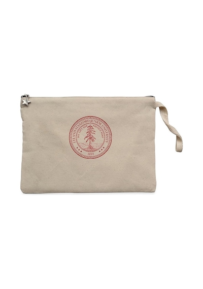 Stanford University Circle Logo Krem Clutch Cüzdan / El Çantası Krem