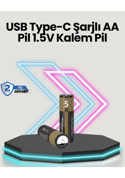 Yüksek Performanslı Aa Usb Şarjlı Lityum Pil 1.5v Sabit Güç 2 Li Paket Mh-hs7675-6181