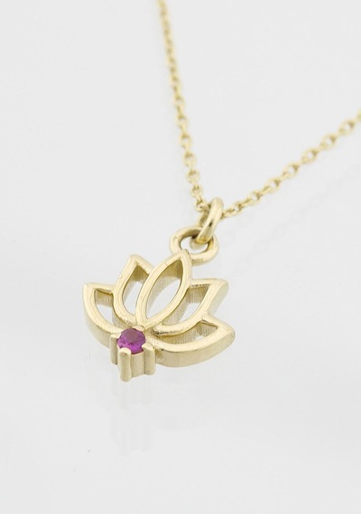 Yakut Lotus Çiçeği Kolye 27256082