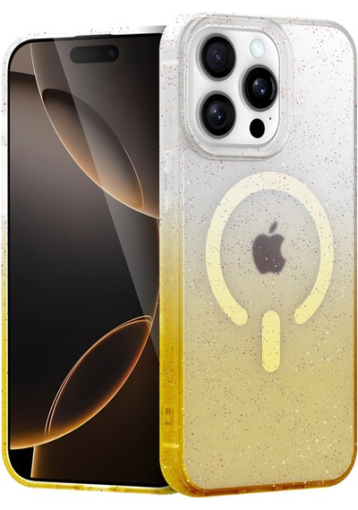 Apple iPhone  Uyumlu,  14 Pro Max Pummel Shiny Magsafe Kapak - Gold