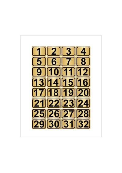 Metal Kapı,Masa,Dolap Numarası 5Cmx7Cm 32 Adet (1…32) (429037520)