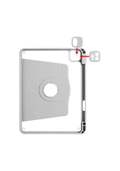 İpad Air 10.9 2022 5.nesil A2588-a2589-a2591 Uyumlu Kalem Bölmeli Dönebilen Standlı Termik Tablet Kılıfı - Gri - T25983