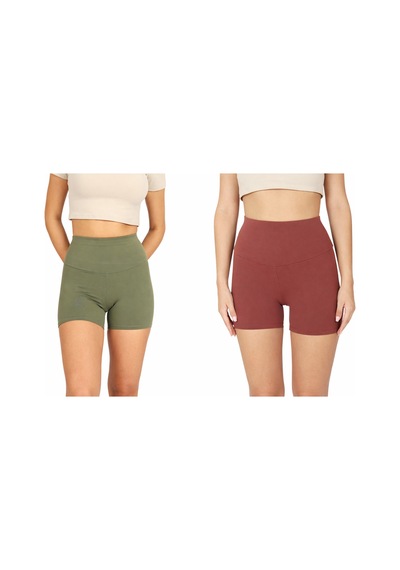 Soft&Basic 2li Kadın Bıker Kısa Spor Tayt Çok Renkli
