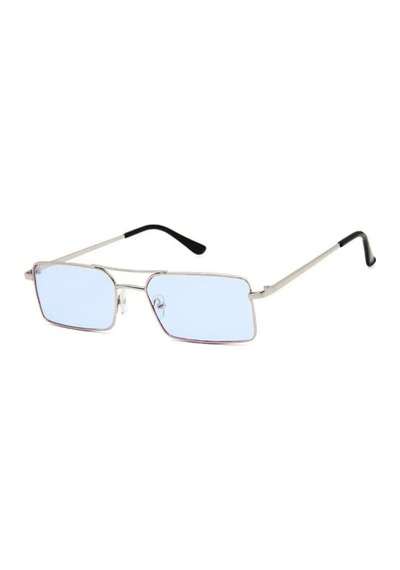 Drizmo Dörtgen Unisex Retro Güneş Gözlüğü Mavi