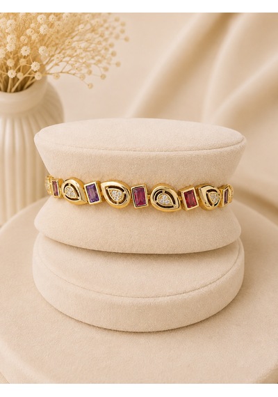 Valmont Accessories Kadın Gold Renk Renkli Baget Taşlı Damla Detaylı Bileklik