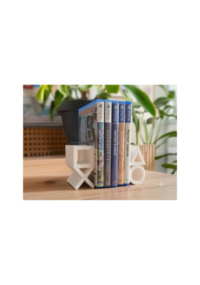 Ps5 Logolu Cd Stand Rafı, İkonik Tuş Simgeli Oyun Kutusu Cd Rafı Stand Organizer3