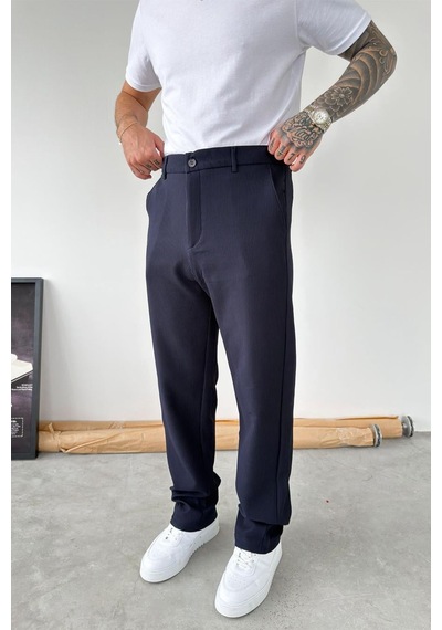 Lacivert Fitilli Baggy Pantolon