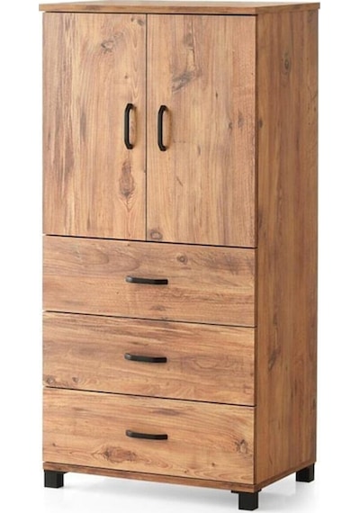 Çok Amaçlı Dolaplı Şifonyer 3 Çekmeceli Kapaklı 60X44X127Cm