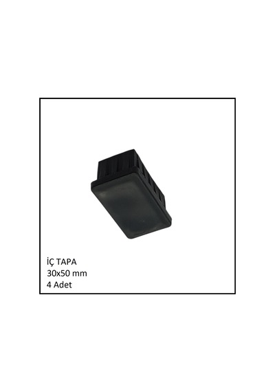 Plastik İç Tapa, Profil Tapası, Dikdörtgen, Siyah, 30x50 Mm 4 Adet Siyah