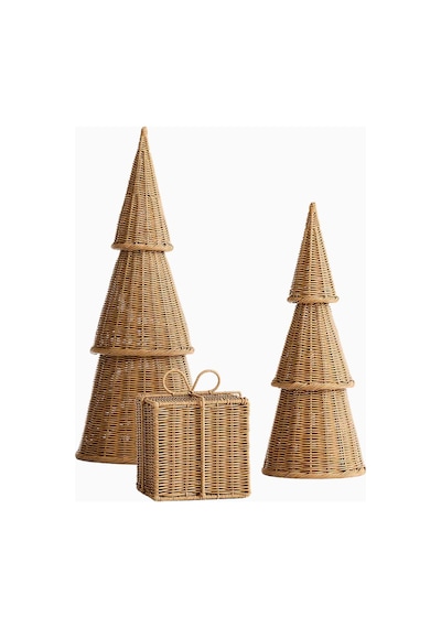 Crate & Barrel Crate& Barrel Alford Rattan Ön Kapı Dekor Seti 3 Lü Dış Mekan Yılbaşı Süsleri Yılbaşı Dekorları Hasır