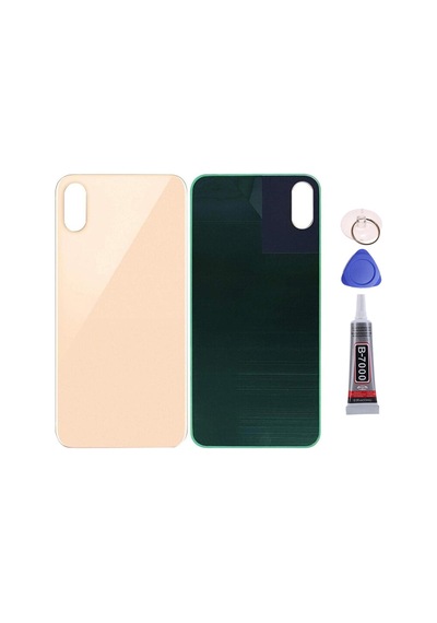 Apple Uyumlu iPhone Xs Gold Arka Kapak Batarya Kapağı Pil Kapağı Yapışkan Ve Sökme Aparatıyla Beraber Full Set Gold